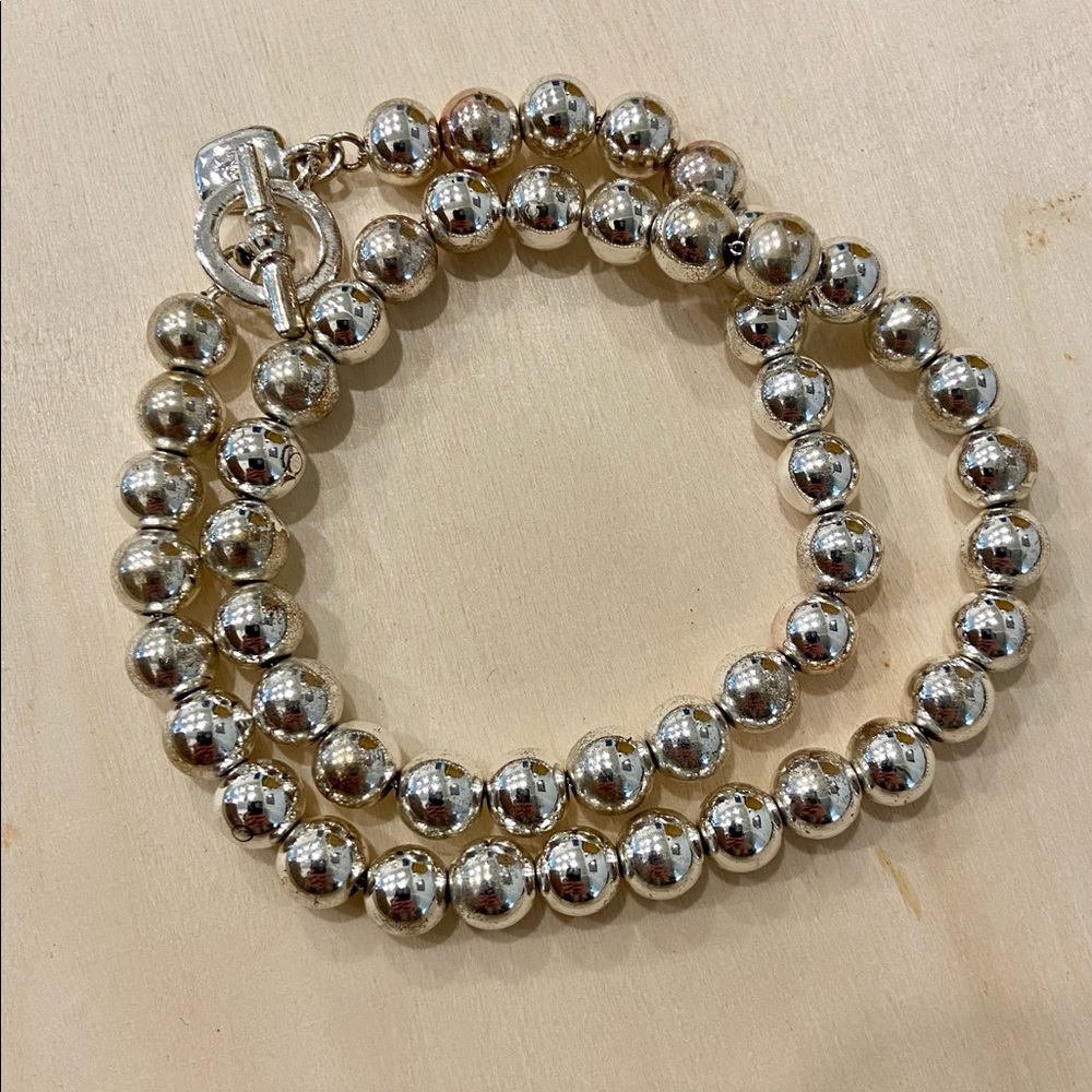 Vintage Ralph Lauren Silvertone Beaded Necklace